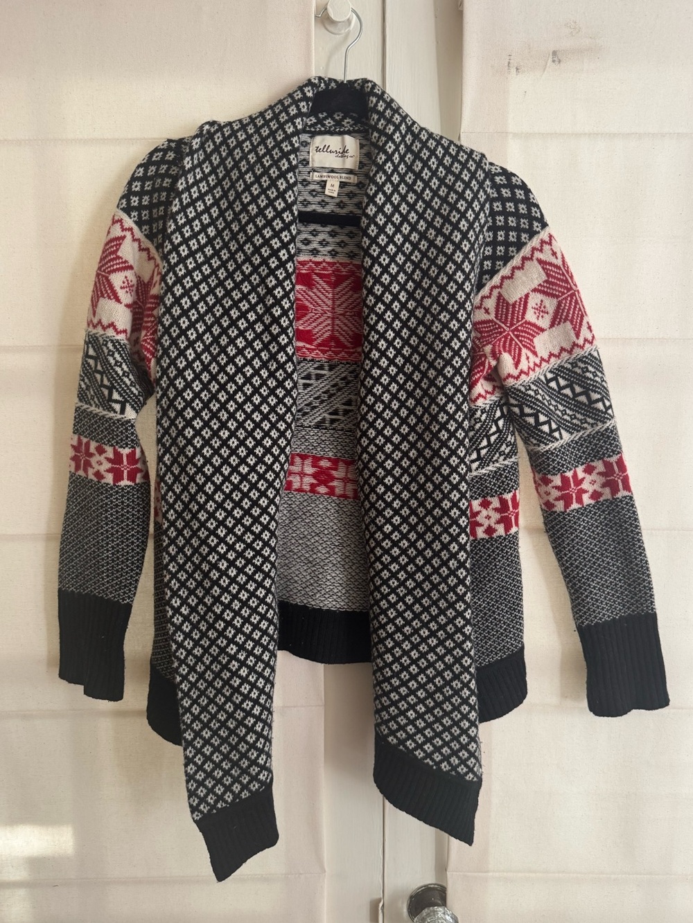 Holiday/Nordic pattern Open-Front Wool blend Cardigan Sweater